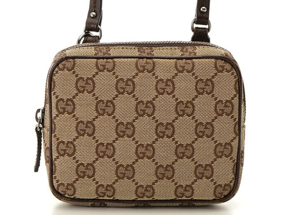 Gucci GG Canvas Shoulder Bag Beige Cream Brown